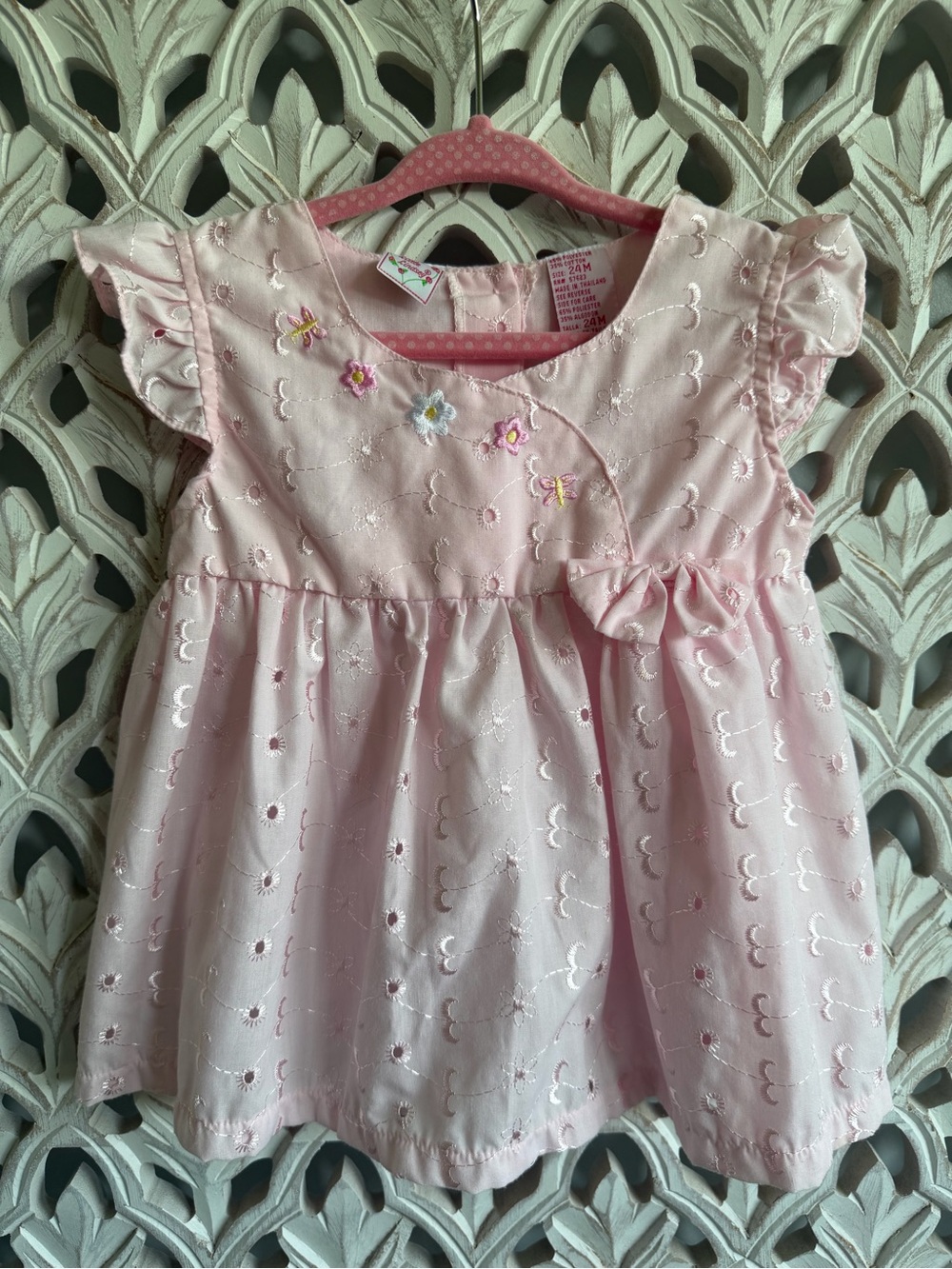 Little Lindsey Pink Embroidered Butterfly Dress 24M